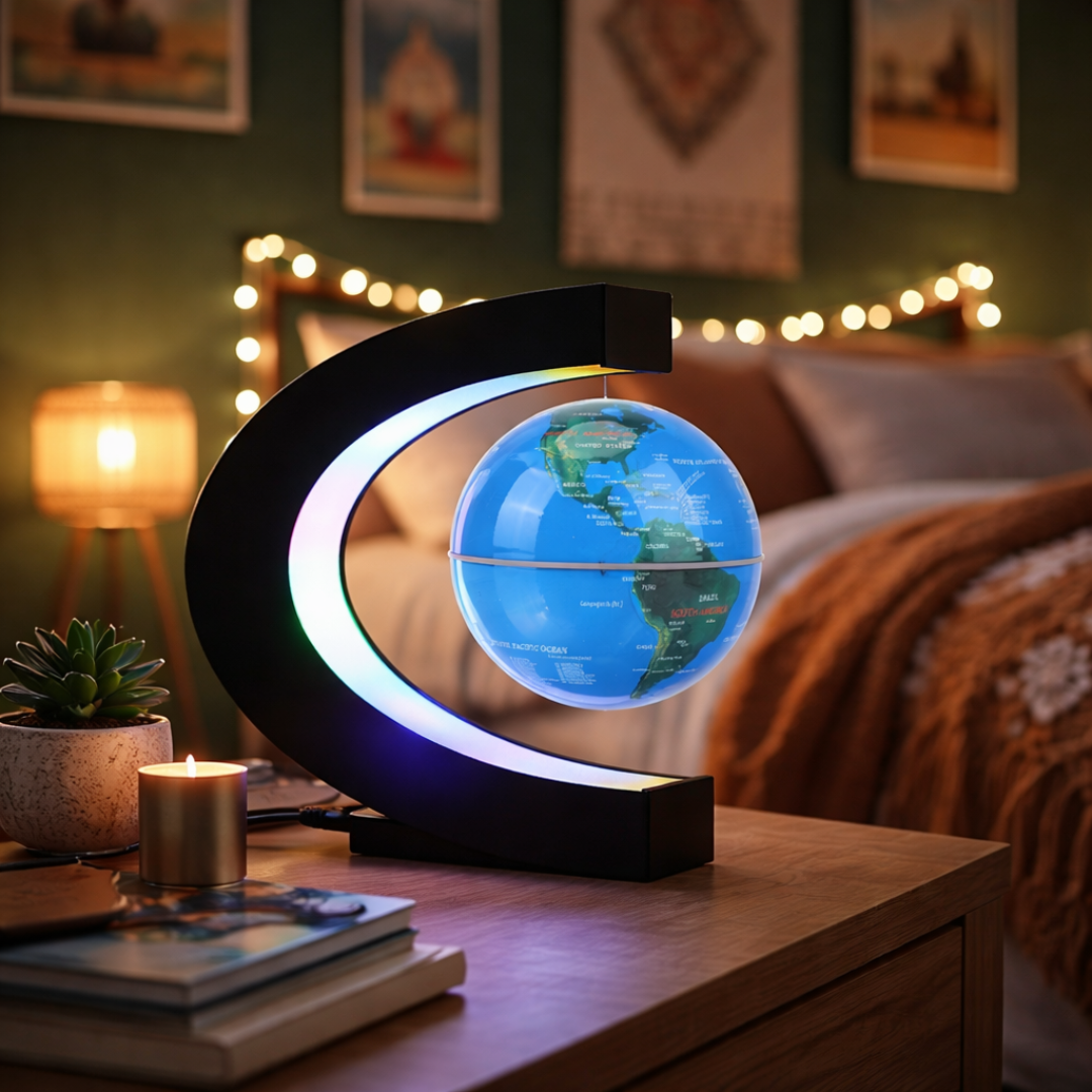 Globe terrestre en lévitation